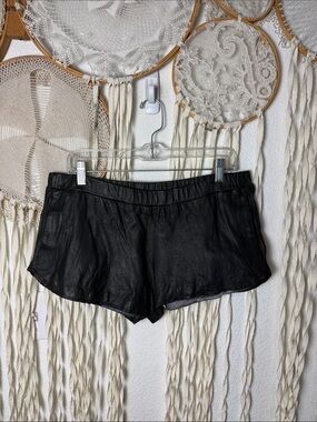 Burning Torch Black Lamb Leather Shorty Shorts Size M